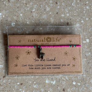 Natural Life Pink Beaded Bracelet with Llama Charm